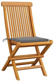 vidaXL Καρέκλες Κήπου 6 τεμ. από Μασίφ Ξύλο Teak με Γκρι Μαξιλάρια