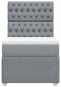 vidaXL Κρεβάτι Boxspring με Στρώμα Ανοιχτό Γκρι 90x200 εκ. Υφασμάτινο