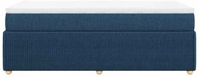 vidaXL Κρεβάτι Boxspring με Στρώμα Μπλε 90x200 εκ.Υφασμάτινο