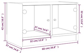 Βοηθητικό Ντουλάπι Sonoma Γκρι 68x37x42 εκ. με Γυάλινες Πόρτες - Γκρι