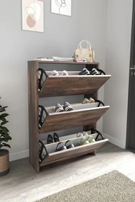 Stewehome Ντουλάπι Παπουτσιών 3 Θέσεων Καφέ 73.6x24x110 cm