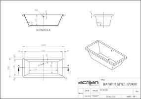 Acrilan Style - Ακρυλική Μπανιέρα 170x80 εκ - Ακρυλικό