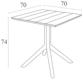 PARIS BLACK 70X70X74εκ. ΤΡΑΠΕΖΙ ΠΟΛ/ΝΙΟΥ 70X70X74εκ.