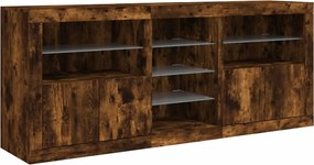 vidaXL Ντουλάπι με LED Καπνιστή Δρυς 162x37x67 εκ.