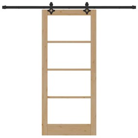vidaXL Συρόμενη Πόρτα Καφέ 86 x 198.5 cm Ξύλο και μέταλλο