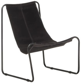 323725 vidaXL Καρέκλα Relax Μαύρη από Γνήσιο Δέρμα Μαύρο, 1 Τεμάχιο