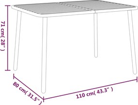 vidaXL Τραπέζι Κήπου Ανθρακί 110x80x71 εκ. Ατσάλινο