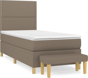 vidaXL Κρεβάτι Boxspring με Στρώμα Taupe 90x190 εκ.Υφασμάτινο