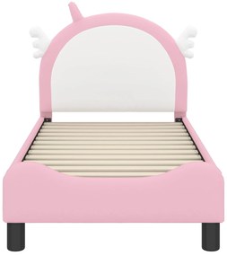 vidaXL Κρεβατική βάση για παιδιά με προσκέφαλο Ροζ 70 x 140 cm PU