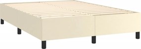 vidaXL Κρεβάτι Boxspring με Στρώμα Κρεμ 140x190εκ. από Συνθετικό Δέρμα