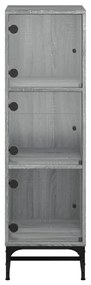 vidaXL Ντουλάπι Γκρι Sonoma 35x37x120 εκ. με Γυάλινες Πόρτες