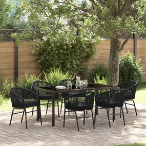 vidaXL Σετ Κηπουρικής 7 Τεμαχίων  – Μαύρο Πολυ Rattan