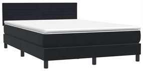 vidaXL Κρεβάτι Boxspring με Στρώμα Μαύρο 1140x210 εκ. Βελούδινο