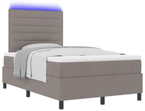 vidaXL Κρεβάτι  με ελατήρια, στρώμα και LED σε ταπαζ, 120 x 190 εκ.