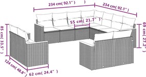 vidaXL Patio Sofa Set 11-θέσια Μικτό μπεζ