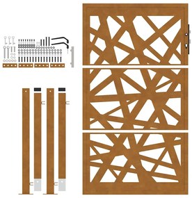 vidaXL Πύλη κήπου 105x155 cm από καιρικό χάλυβα Light Design