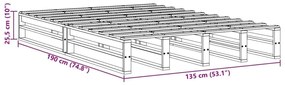 Σκελετός Κρεβ. Χωρίς Στρώμα Καφέ Κεριού 135x190 εκ Μασίφ Πεύκο - Καφέ