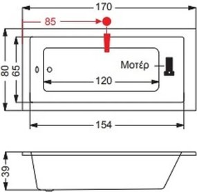 Sirene Cubic CUB17080 - Ακρυλική Μπανιέρα 170x80 εκ