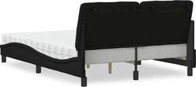 vidaXL Κρεβάτι με Στρώμα Μαύρο 140x200 εκ. Υφασμάτινο