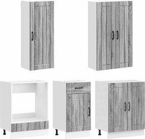 vidaXL Μονάδα κουζίνας LUCCA 5 pcs Γκρι Sonoma Επεξεργασμένο Ξύλο