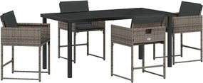 vidaXL Σέτ φαγητού για κήπο 5 pcs Γκρι συνθετικό ρατάν