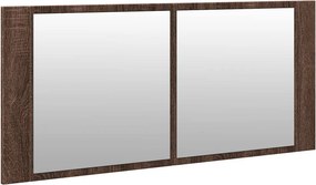 vidaXL Ντουλάπι Μπάνιου με Καθρέφτη/LED Καφέ Δρυς 100x12x45 εκ.