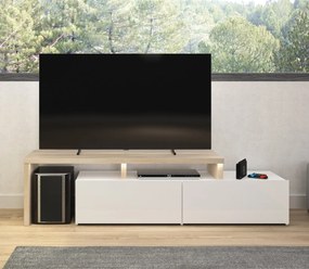 Fizz πολυμορφικό έπιπλο τηλεόρασης με led 150x40/136x46εκ. Light Kronberg Oak/White