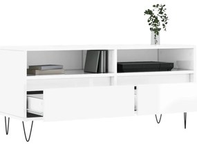 vidaXL Έπιπλο Τηλεόρασης Γυαλ. Λευκό 100x34,5x44,5 εκ. Επεξεργ. Ξύλο