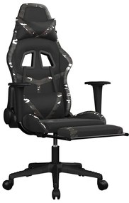 vidaXL Καρέκλα Gaming Μασάζ Υποπόδιο Μαύρος Παραλλαγή Συνθετικό Δέρμα