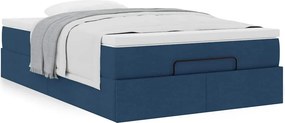 vidaXL Οθωμανικό κρεβάτι με στρώμα μπλε 120x190 cm ύφασμα