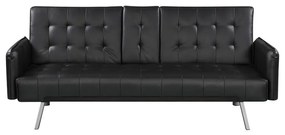 WELLS Καναπές - Κρεβάτι Σαλονιού - Καθιστικού Pu Μαύρο  188x82x80cm Bed:168x100x36cm [-Μαύρο-] [-PU - PVC - Bonded Leather-] Ε9681,2