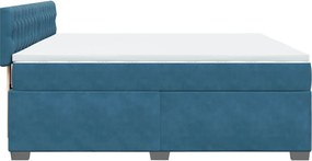 vidaXL Κρεβάτι Boxspring με Στρώμα Μπλε 180x200 εκ. Βελούδινο