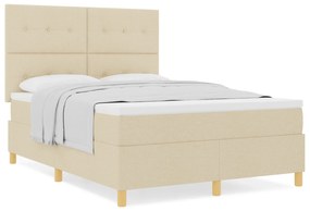 vidaXL Κρεβάτι με Στρώμα Κρεμ 140x200 εκ. Ύφασμα