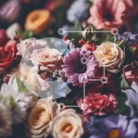 Intra Συλλεκτικό Ξύλινο Παζλ Plywood  4mm - Πολύχρωμη Floral Σύνθεση Σε Ξύλινο Κουτί - Διαστάσεις: 10x10 cm – 25 κομμάτια