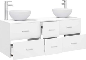 vidaXL Σετ Ντουλαπιών Μπάνιου 3 τμχ. Λευκό 129 x 41 x 80 cm
