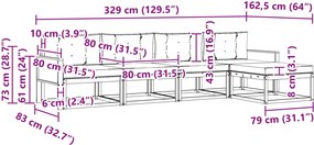 vidaXL Σειρά Καναπέ Εξωτερικού 5 pcs Φυσικό και Ανθρακί