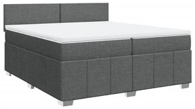 vidaXL Κρεβάτι Boxspring με Στρώμα Σκούρο Γκρι 200x200 εκ. Υφασμάτινο