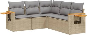 vidaXL Patio Sofa Set 5-θέσια Beige and Grey