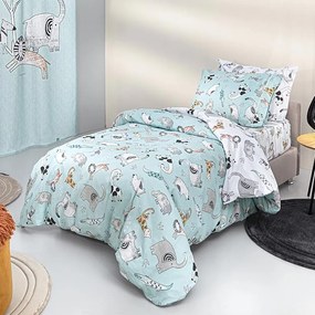 Σεντόνια Μονά (Σετ) Guy Laroche Zootopia Aqua Grey Βεραμάν ΧΩΡΙΣ ΛΑΣΤΙΧΟ 165x250