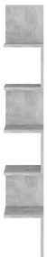 Γωνιακή Ραφιέρα Τοίχου Γκρι Σκυρ. 20x20x127,5 εκ. Μοριοσανίδα - Γκρι