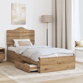 vidaXL Σκελετός Κρεβατιού Artisan Δρυς 100 x 200 cm Επεξεργασμένο Ξύλο