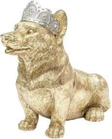 Κουμπαράς Βασιλικός Καθιστός Σκύλος Κόργκι Χρυσός 24.5x12.5x20 εκ. (PL) - Ασημί