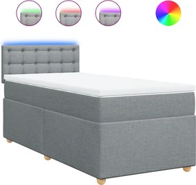 vidaXL Κρεβάτι Boxspring με Στρώμα Ανοιχτό Γκρι 80x200 εκ. Υφασμάτινο