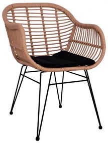 Καρέκλα - Πολυθρόνα ALLEGRA C5450 Μεταλλική με Wicker Μπέζ και Μαξιλάρι 57,5x59x81Υ εκ. 57.5x59x81 εκ.