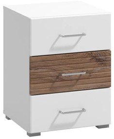 Bedside Table Masilia NO3F White - Flagstaff - White High Gloss Foil 45x41.5x59.5 cm