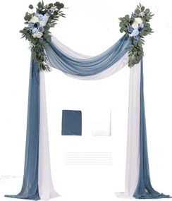 VEVOR Artificial Wedding Arch Flowers Kit Blue With 2 Pcs Flowers 2 Pcs Drapes