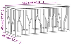 vidaXL Τραπέζι Σαλονιού 110x45x45 εκ. από Ανοξ. Ατσάλι και Γυαλί