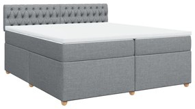 vidaXL Κρεβάτι Boxspring με Στρώμα Ανοιχτό Γκρι 200x200 εκ. Υφασμάτινο