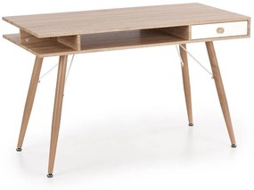 Τραπέζι γραφείου Houston 1505, Με συρτάρια, Αριθμός συρταριών: 1, 75x120x60cm, 24 kg, Άσπρο, Sonoma οξιά | Epipla1.gr