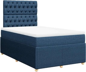 vidaXL Κρεβάτι Boxspring με Στρώμα Μπλε 120x190 εκ. Υφασμάτινο